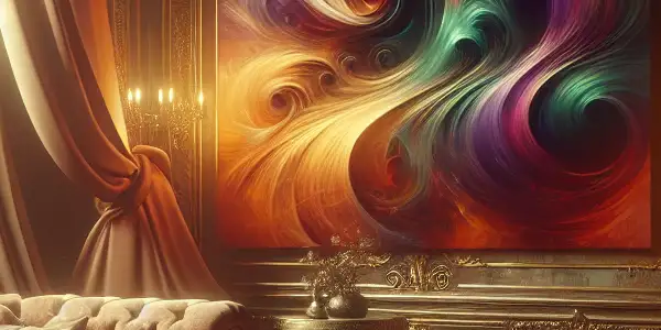 A luxurious, dimly lit room filled with sensual elements, evoking emotional tension and intrigue.